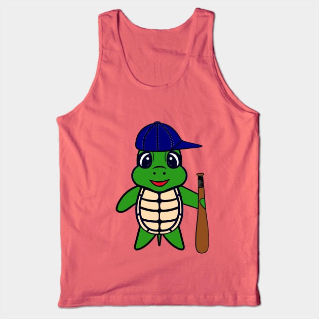 FUNNY Turtle Plays Baseball Tank Top by SartorisArt1